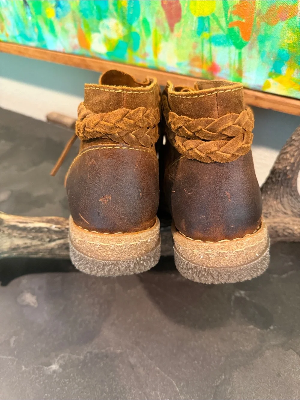 Brown Suede Lace-Up Ankle Boots